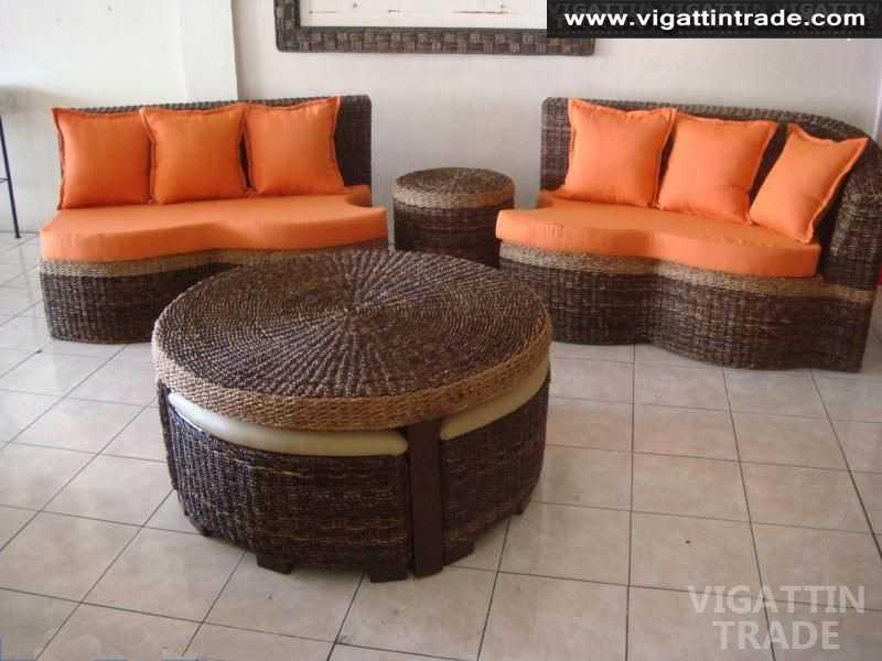 Sofa rattan Abaca Set furniture Living room rattan sofa Vigattin Trade